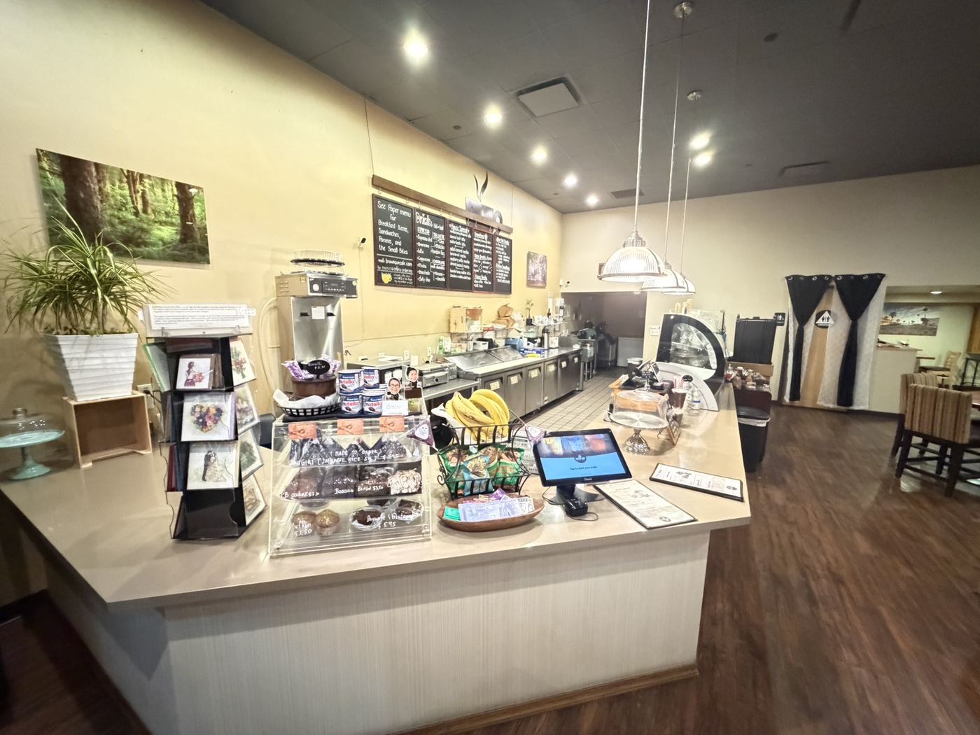 The Brown Cup Cafe espresso counter and pastry case